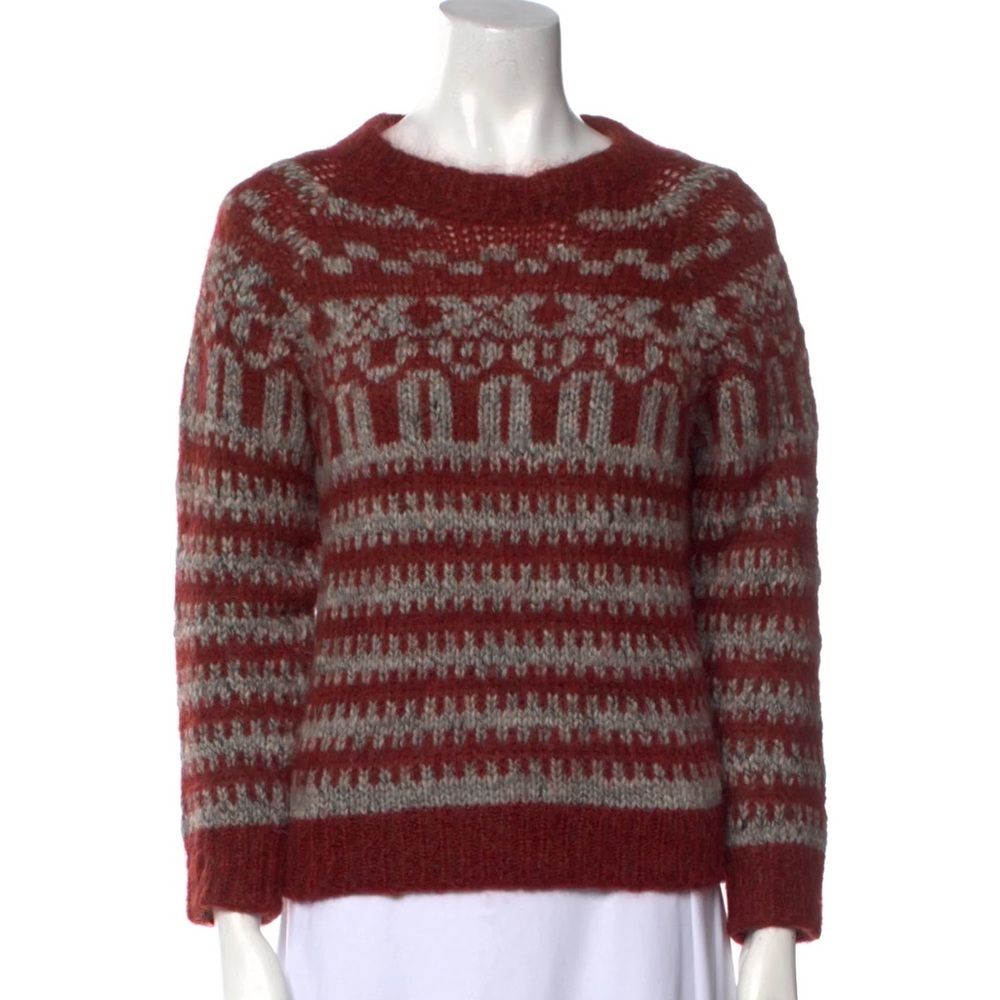 Cozy Chalet Red and Gray Knit Sweater